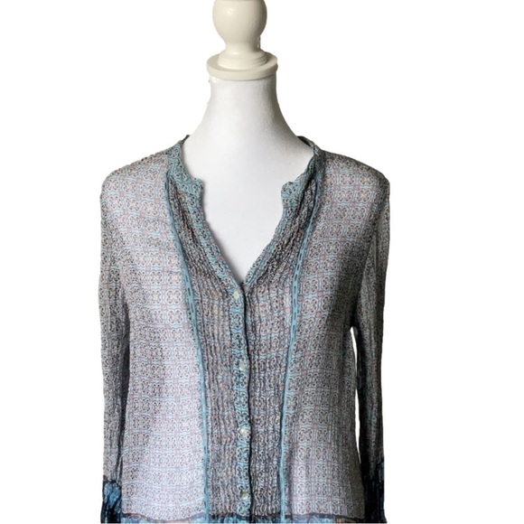 Lucky Brand Medallion Print Sheer Blouse - Picture 3 of 14